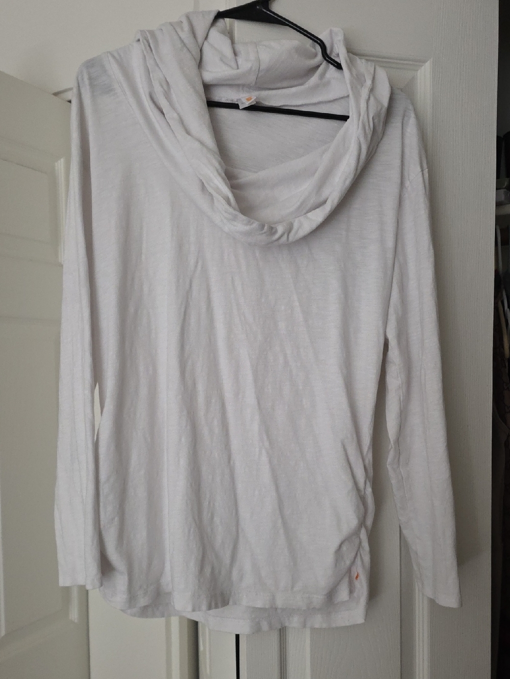 Lucy White Long Sleeve Cowl Neck Tee